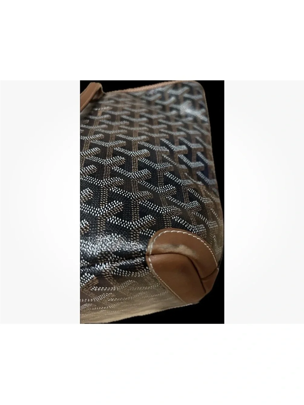 Goyard Black Patterned Artois Tote with Tan Leather Trim